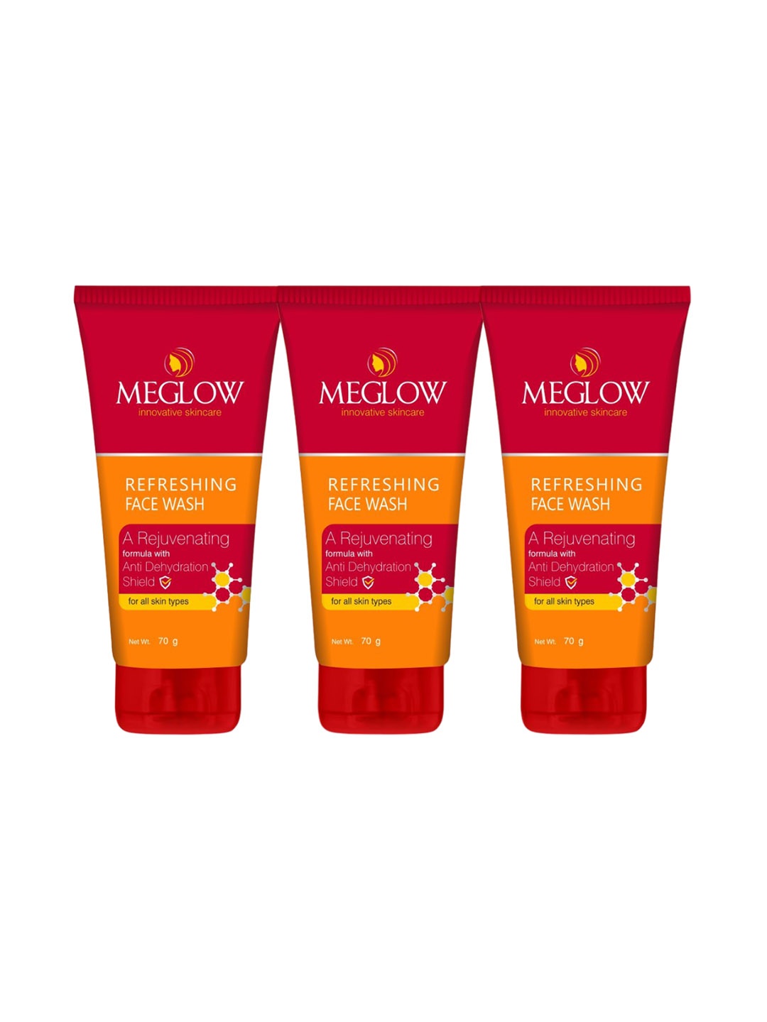 

MEGLOW Set Of 3 Refreshing Face Wash 70G Each, Pink