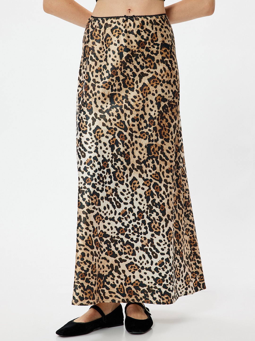 

Koton Animal Printed Maxi A-Line Skirts, Beige