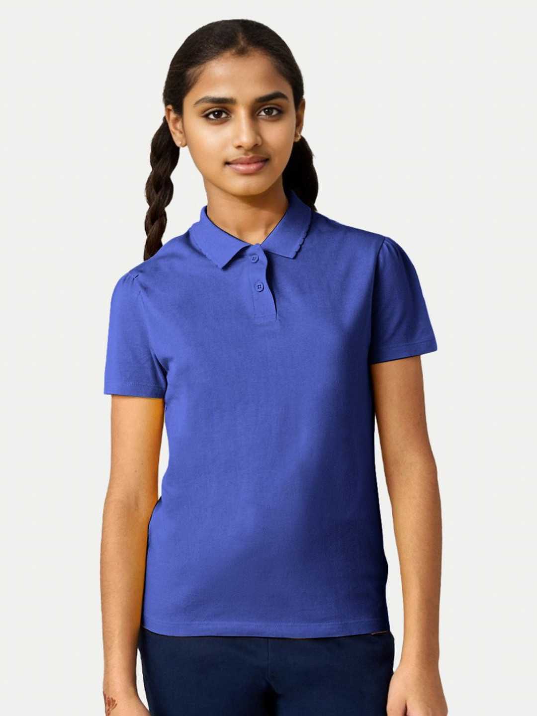 

BAESD Girls Polo Collar Applique T-shirt, Blue