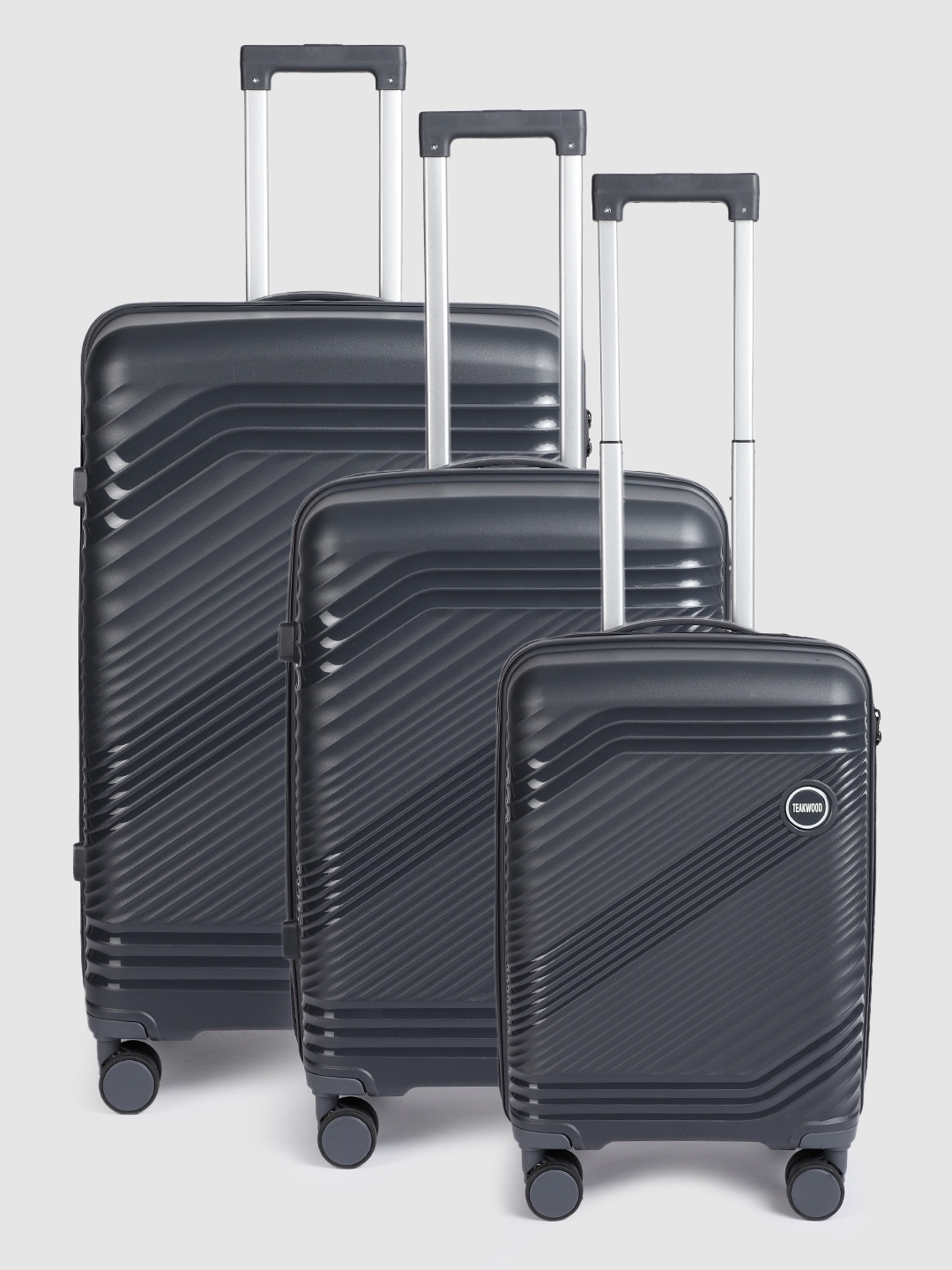 

Teakwood Leathers STRIPES Set of 3 Hard Textured Trolley Bag 191 L, Grey