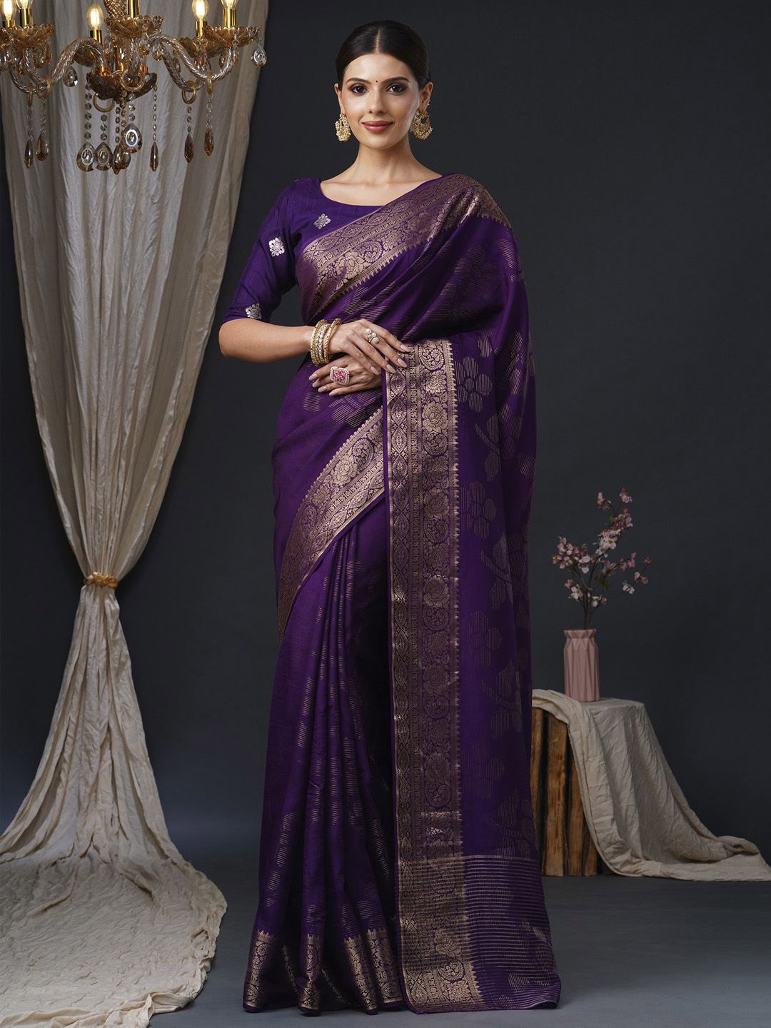 

Anouk Woven Design Zari Banarasi Saree, Purple