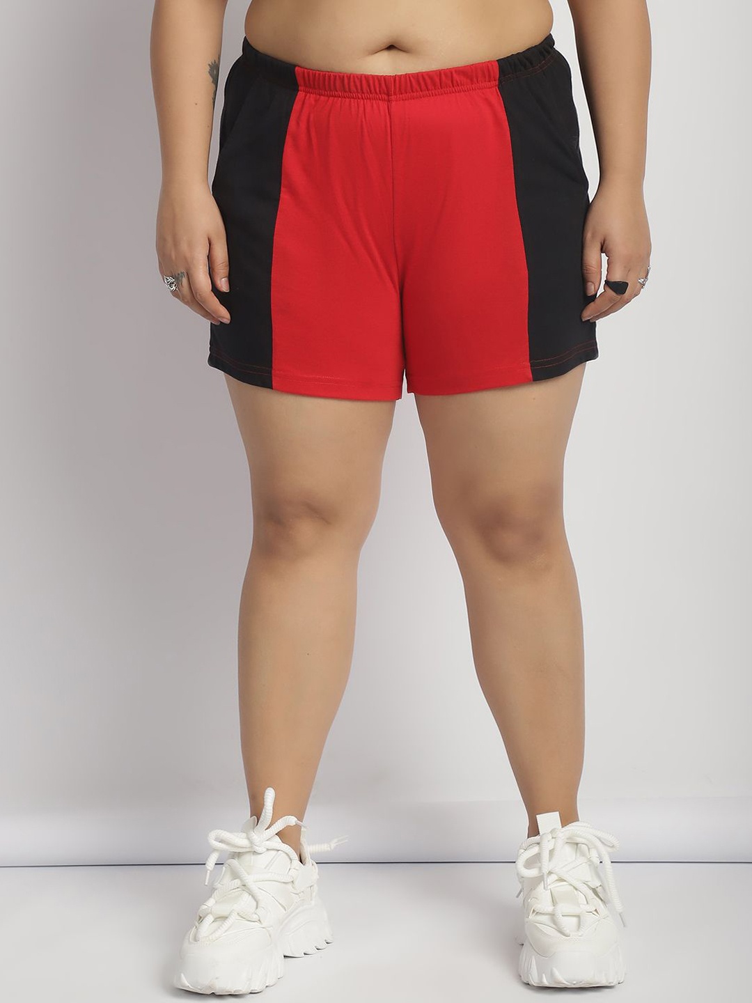 

thkgrlz Women High-Rise Sports Shorts, Red