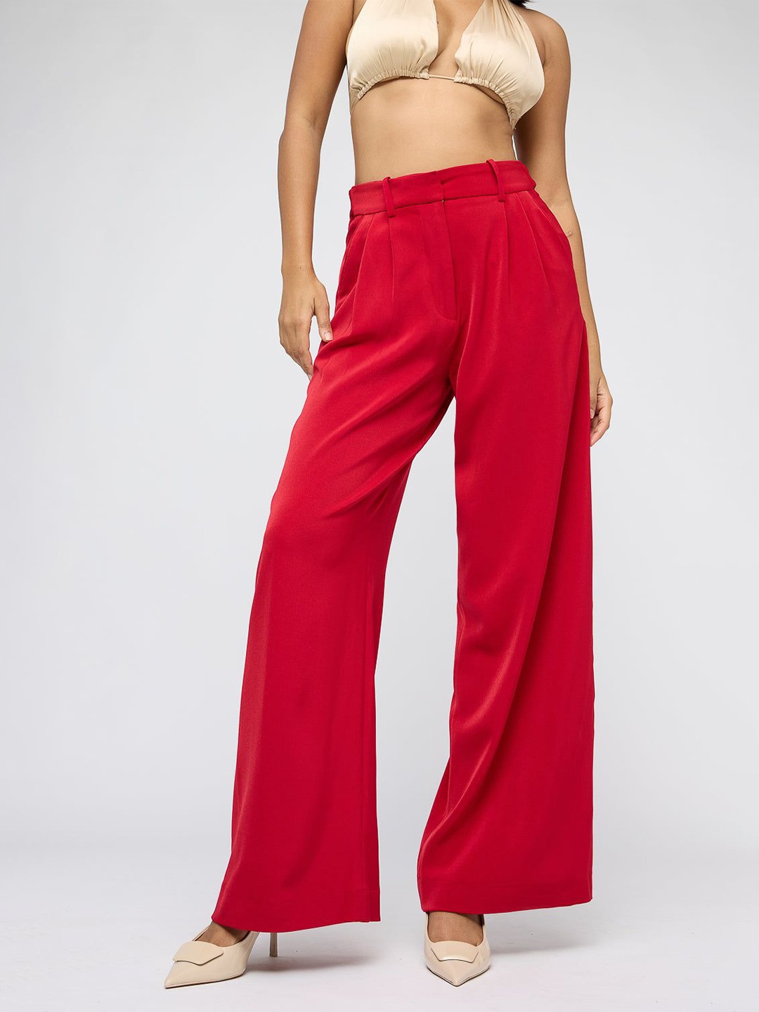 

FREAKINS Red Claret Adjustable Korean Pants