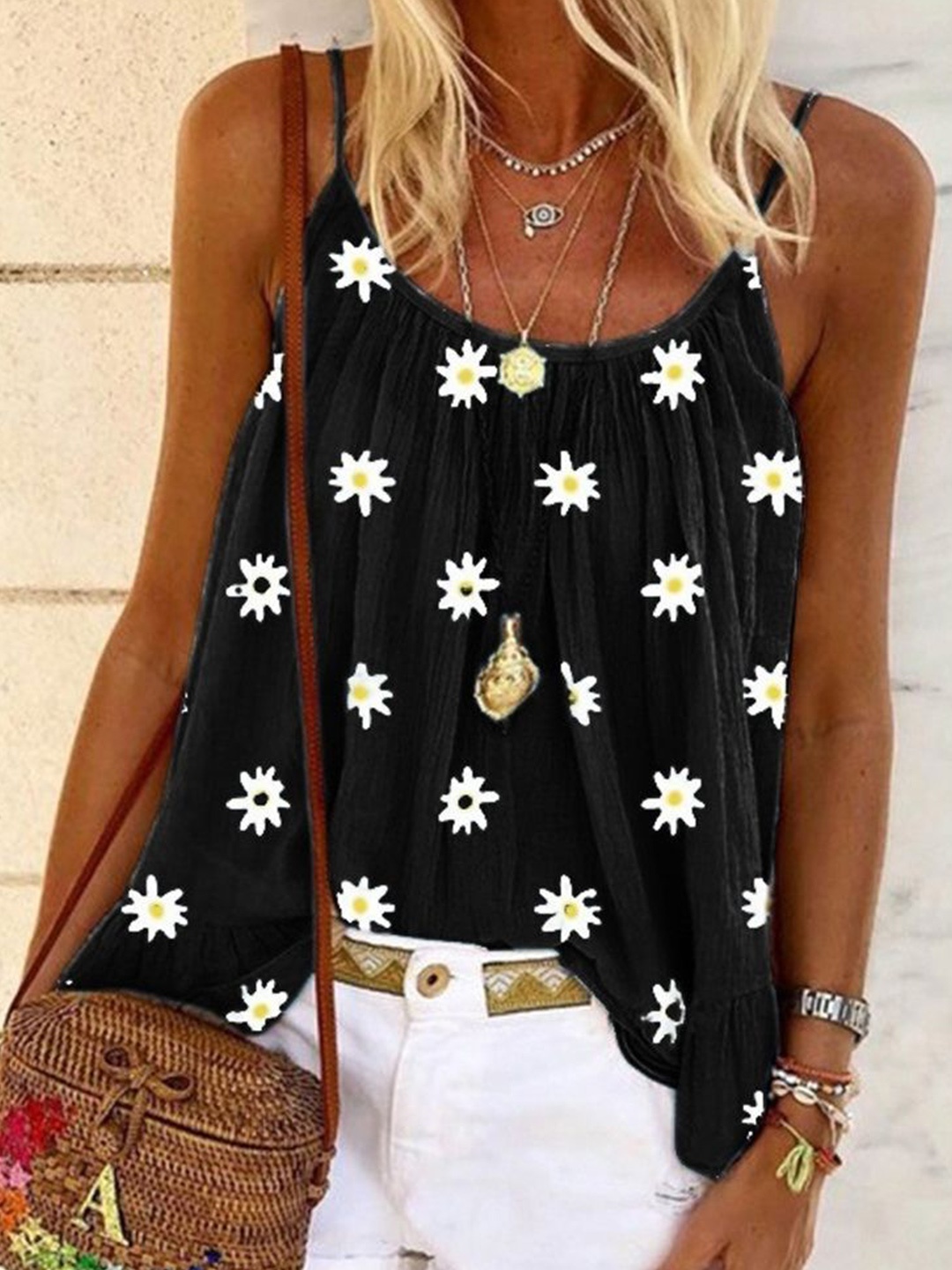 

StyleCast Women Floral Printed Shoulder Straps Top, Pink