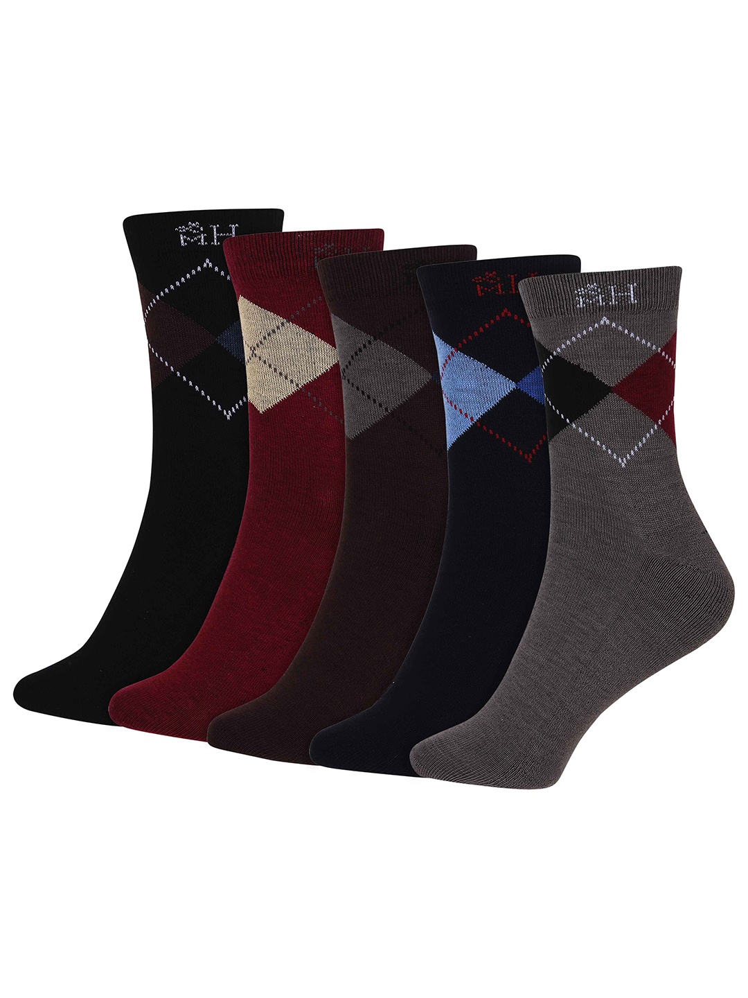 

Mast & Harbour Unisex Pack Of 5 Patterned Above Ankle-length Socks, Black