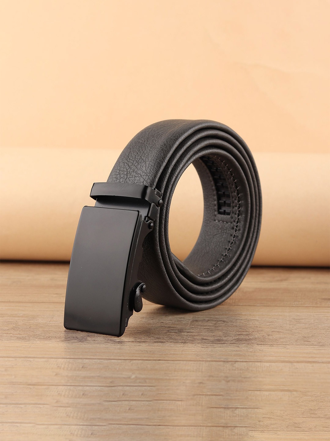 

WINSOME DEAL Women Slider Buckle Closure Textured Casual Belt, Grey