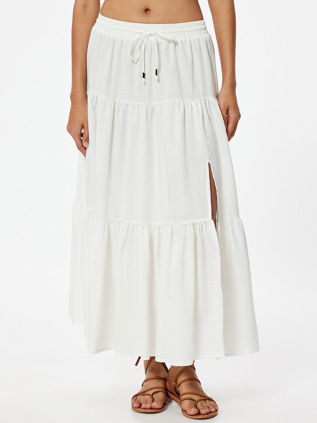 

Koton Women Cotton Flared Maxi Skirts, White