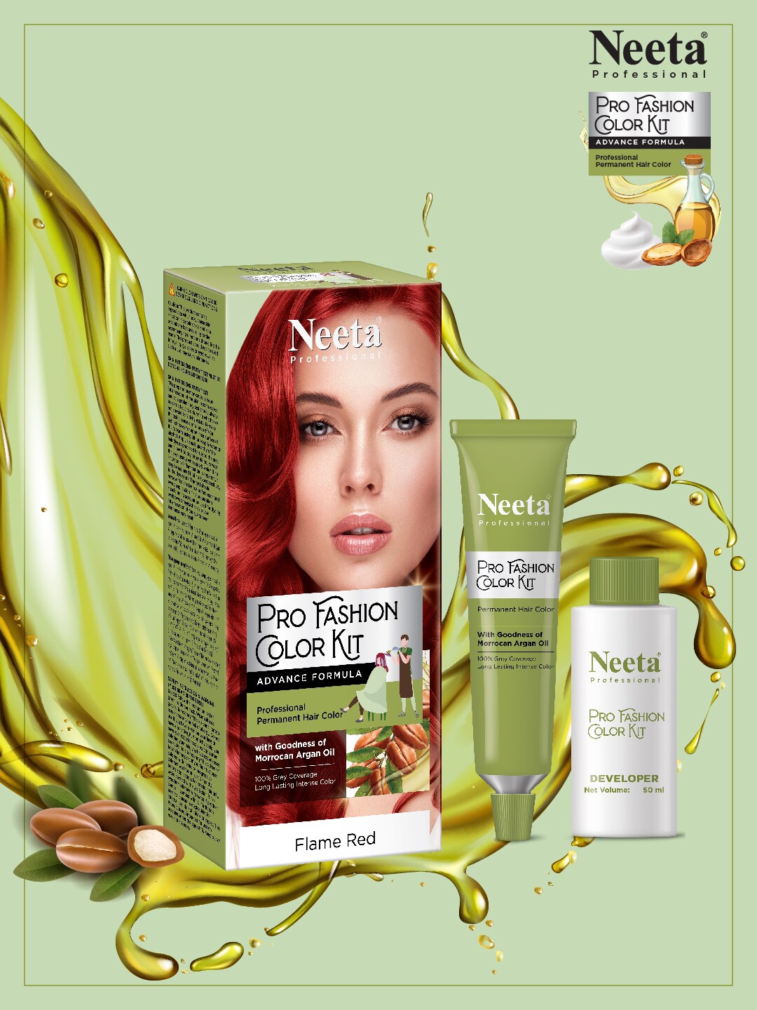 

Neeta Professional Pro Fashion Permanent Hair Color Kit 100g - Flame Red