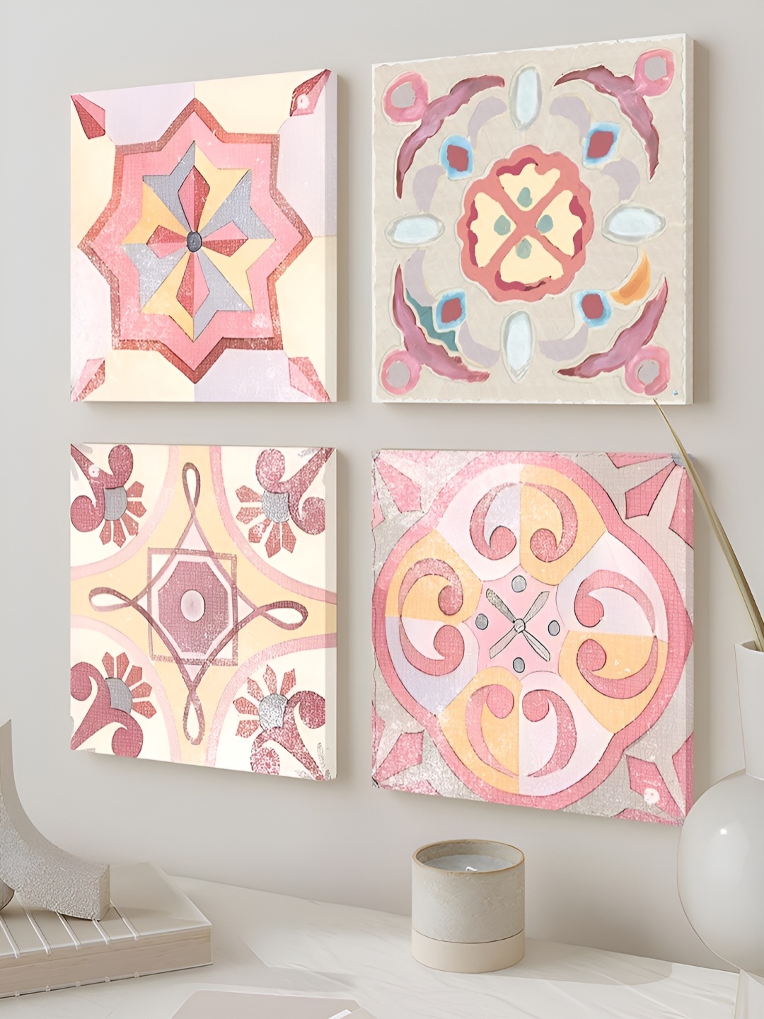 

Art Street Pink & Cream 4 Pieces Canvas Wall Arts