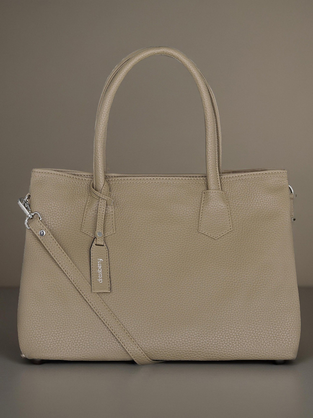 

DressBerry PU Structured Handheld Bag with Tasselled, Tan