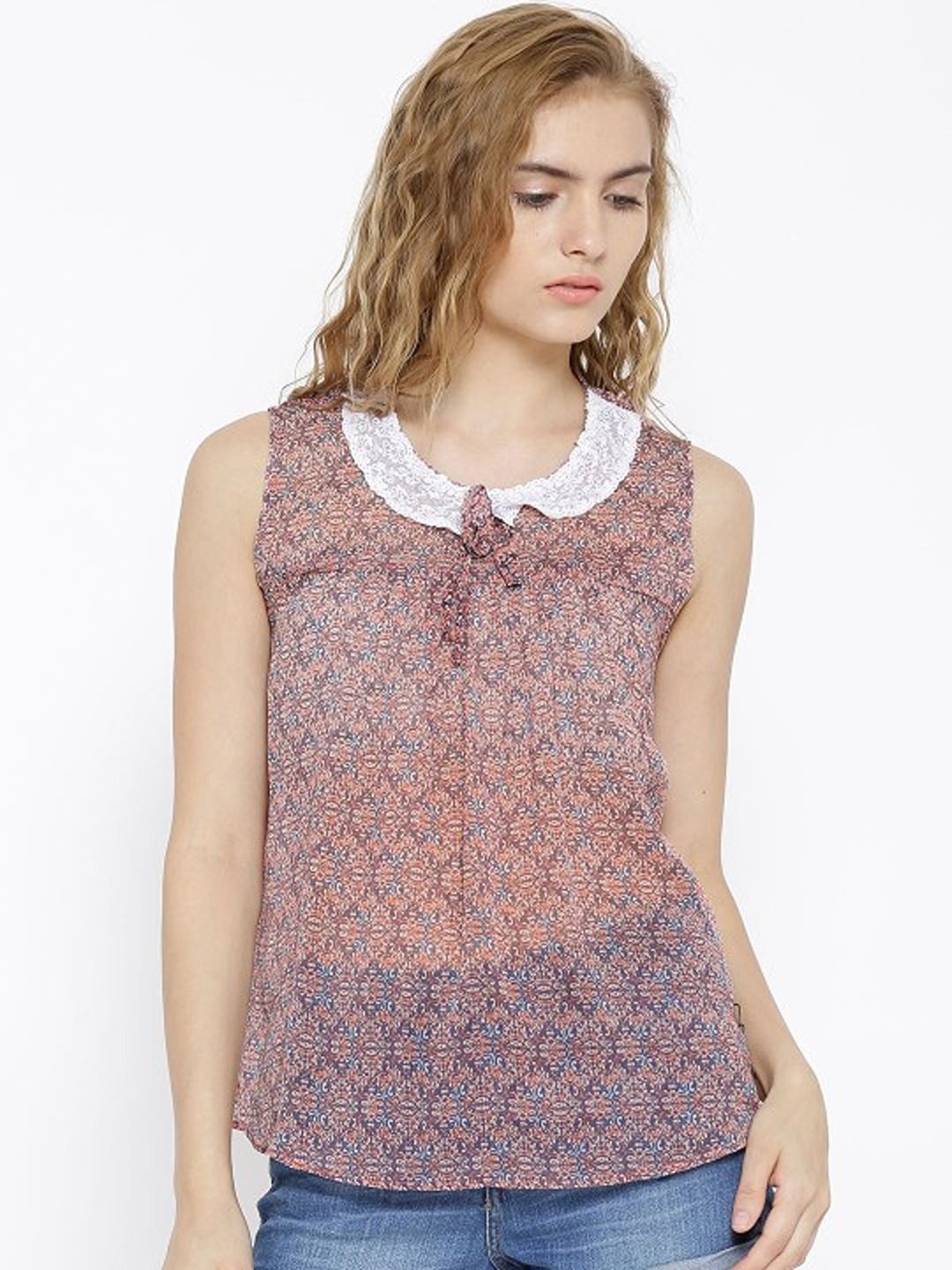 

Sera Women Floral Printed Peter Pan Collar Top, Grey