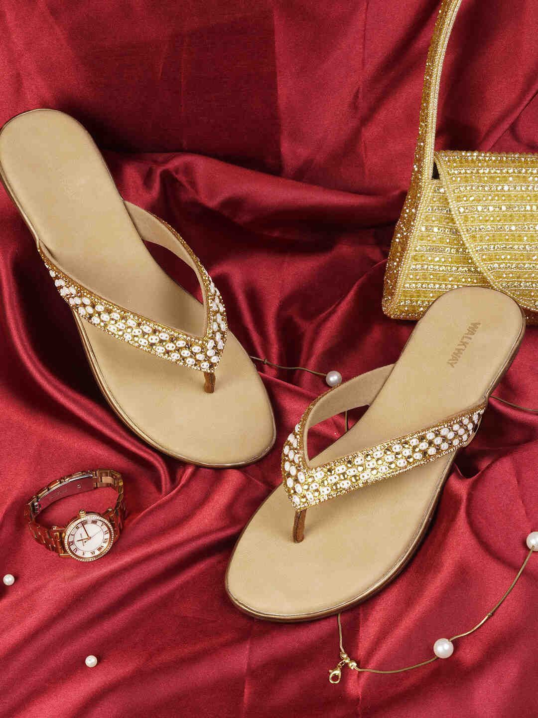 

WALKWAY by Metro Women Embellished Block Heels Sandals, Gold