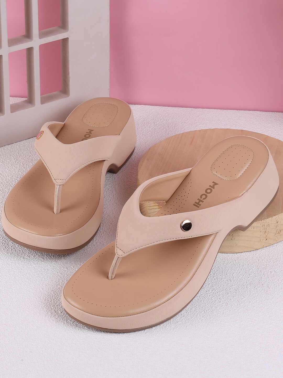 

Mochi Women Wedge Sandals, Beige