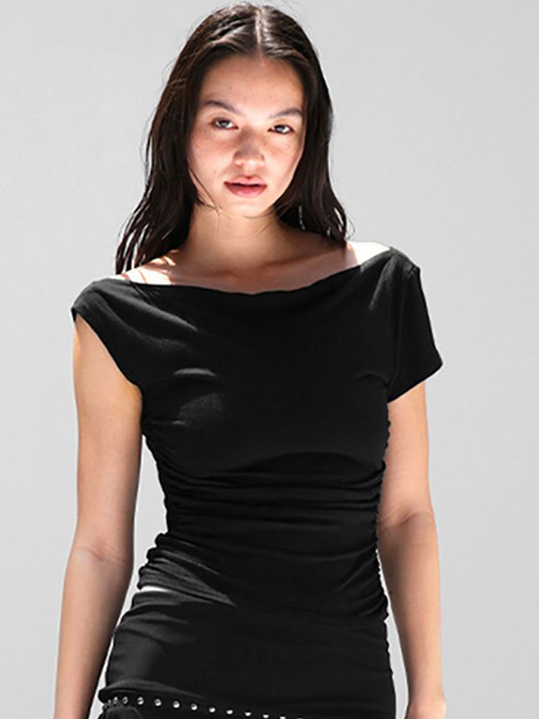 

StyleCast x Revolte Women Solid Boat Neck Top, Black