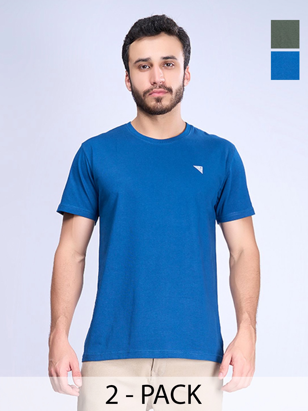 

Ramraj Pack of 2 Round Neck Cotton T Shirt, Green