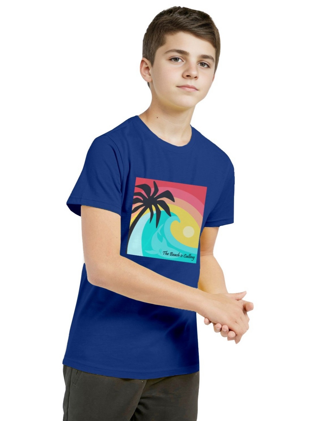 

BAESD Boys Graphic Printed Round Neck Cotton T-shirt, Blue