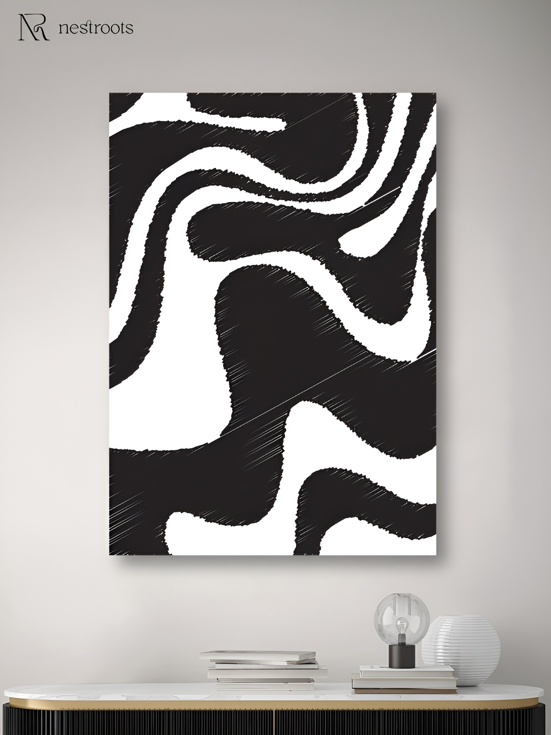 

nestroots White & Black Canvas Wall Art