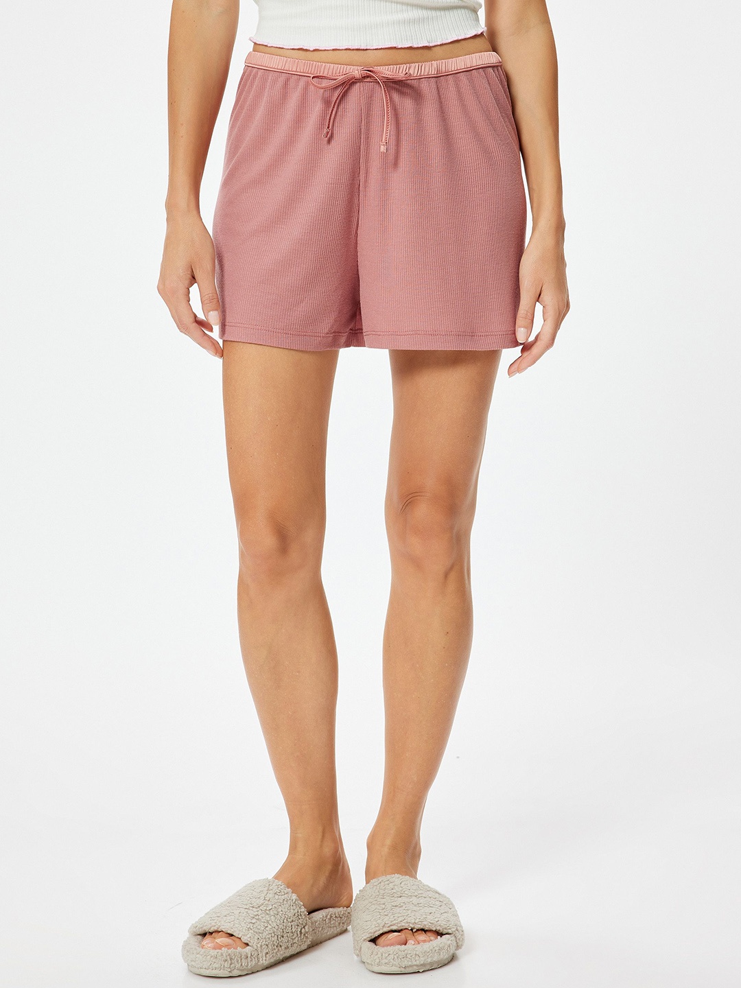 

Koton Women Relaxed Fit Mid-Rise Shorts, Pink