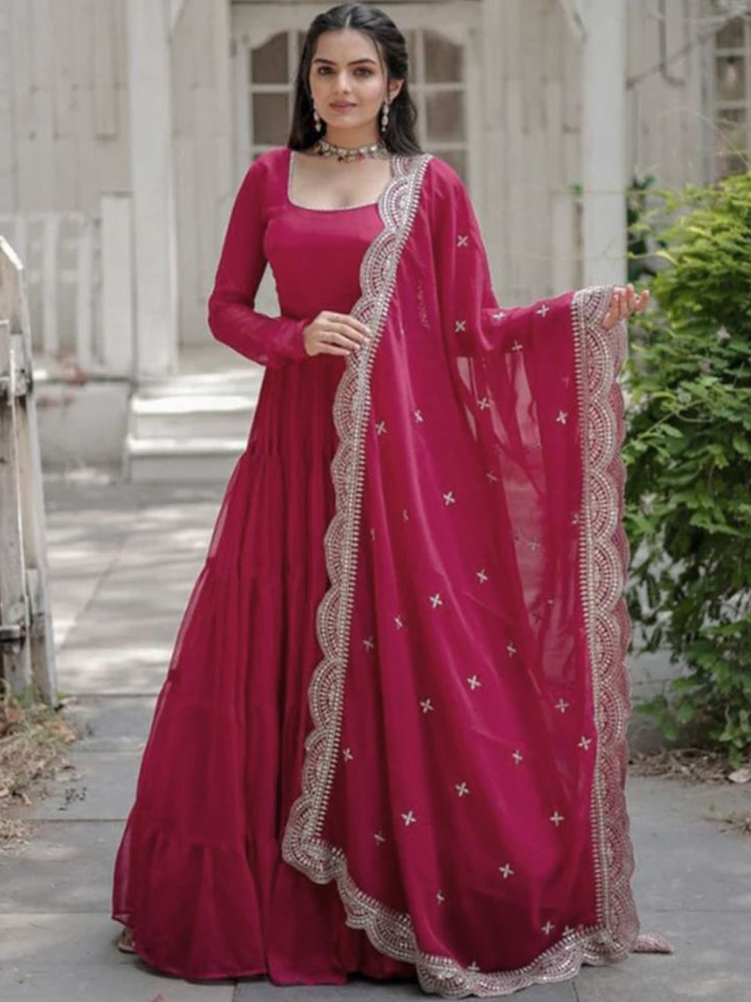 

KALINI Women Ethnic Motifs Regular Kurta with Salwar & With Dupatta, Pink