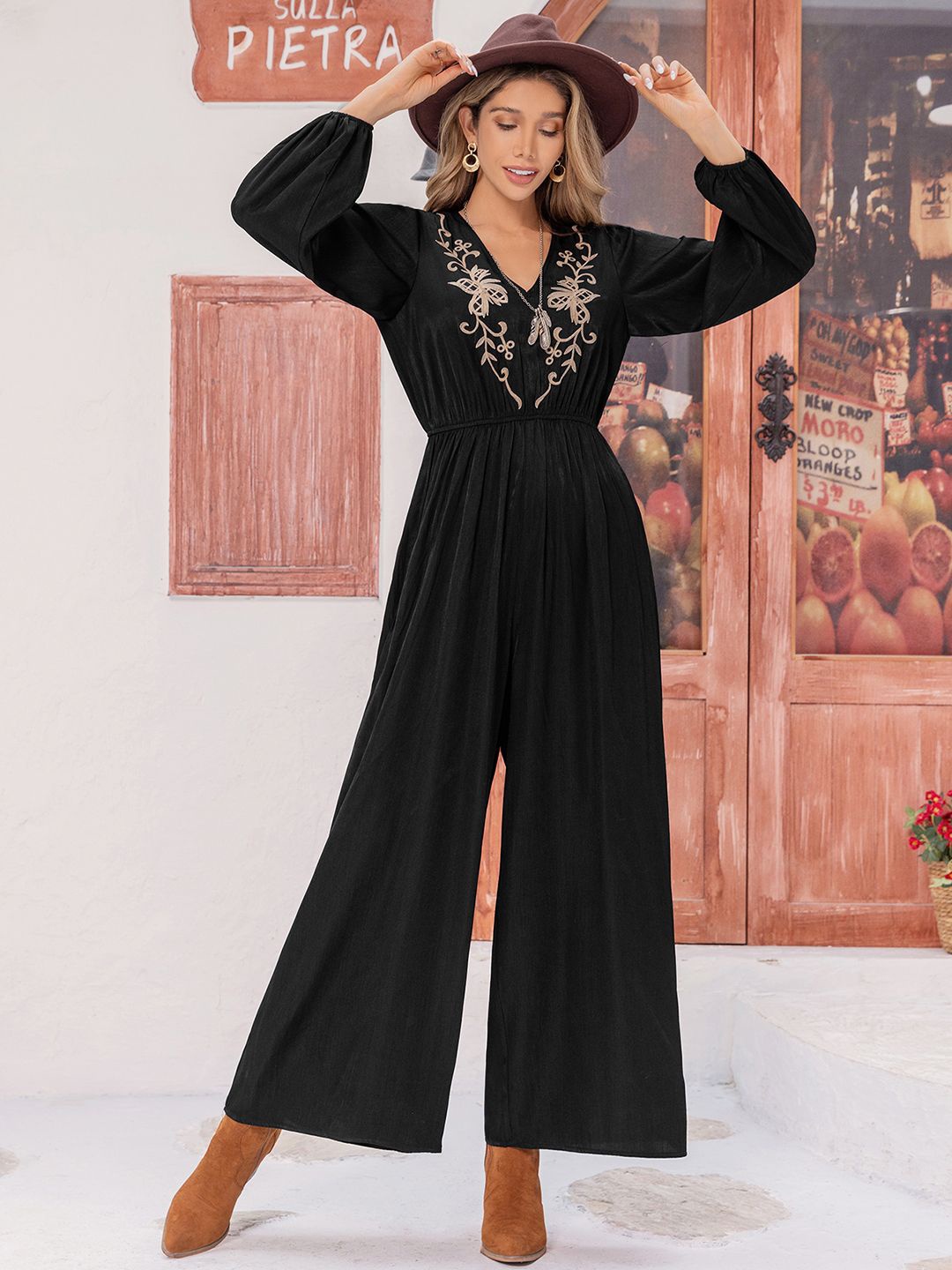 

JC Mode Women Self Design Basic Jumpsuit, Black