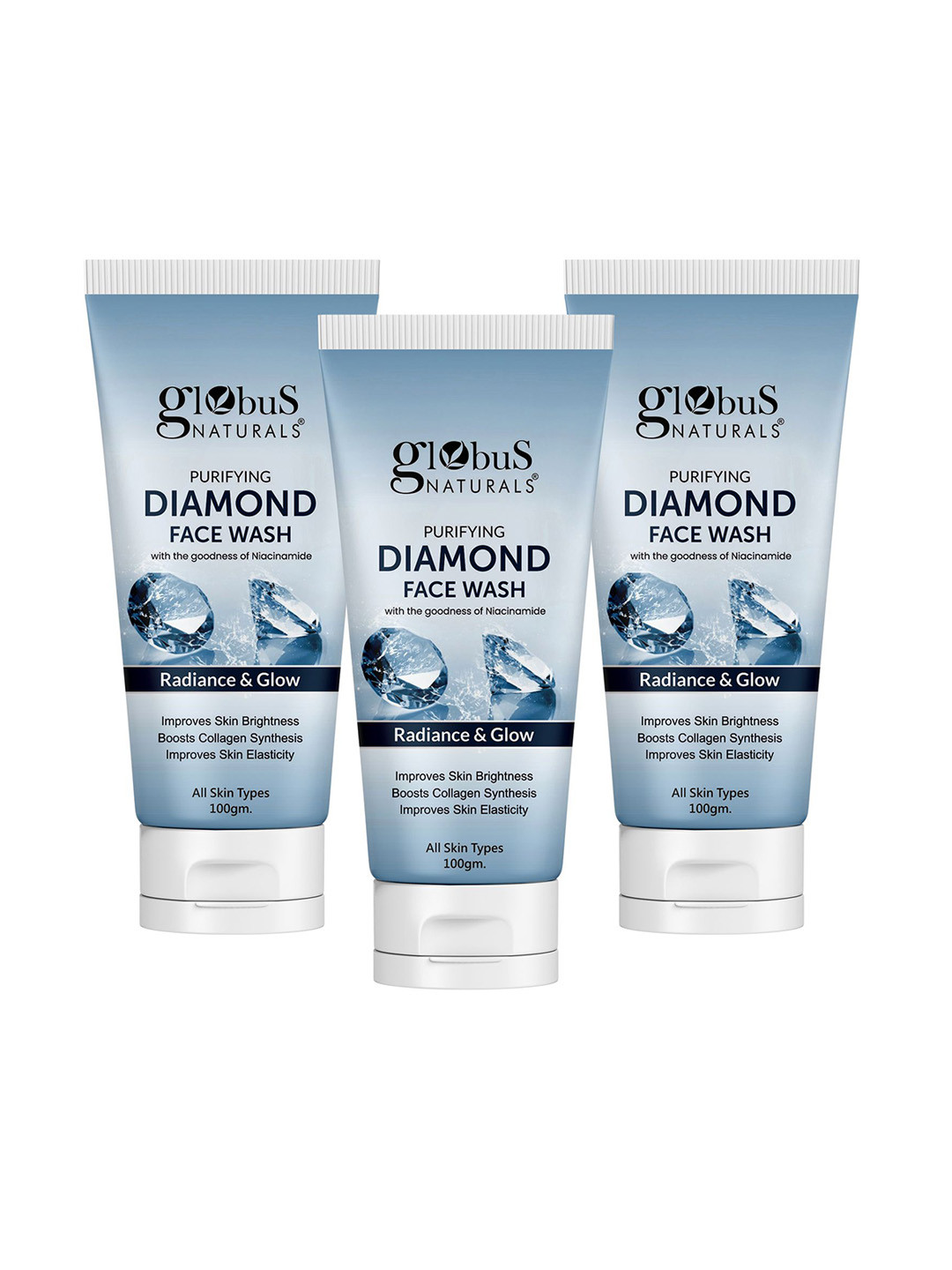 

Globus naturals Set Of 3 Revival Diamond Face Wash 100g Each, Blue