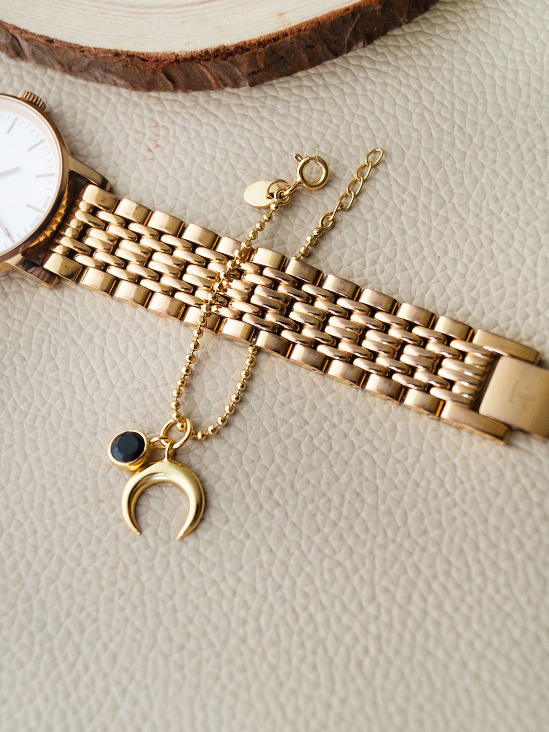 

MANNASH Sterling Silver Gold-Plated Onyx-Studded Watch Charm