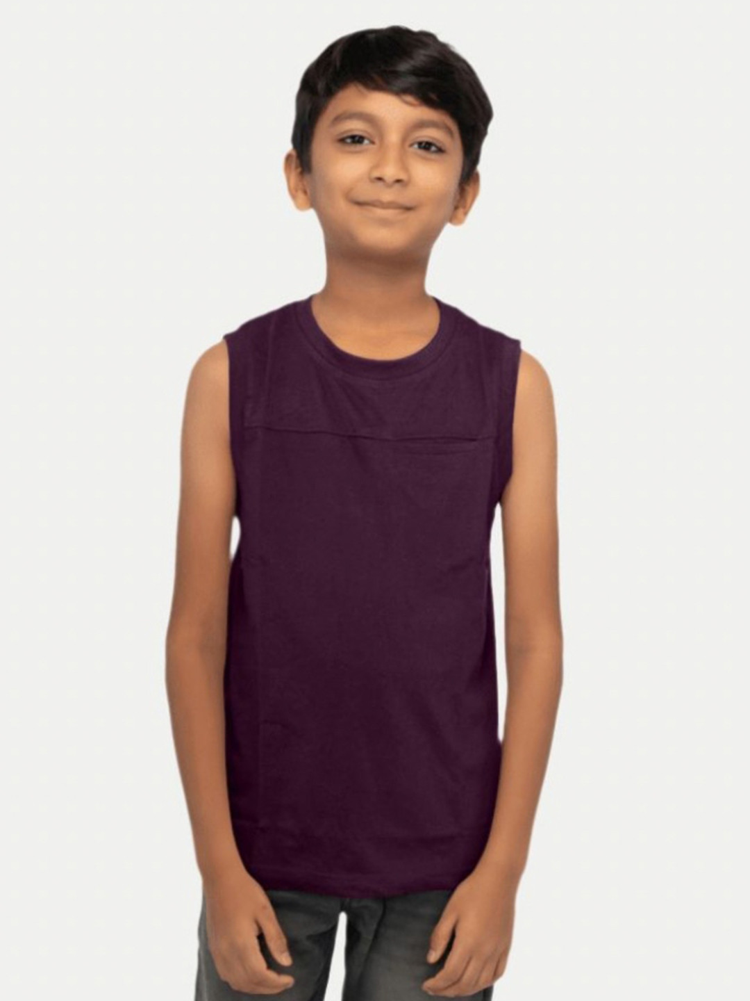 

BAESD Boys Solid Round Neck Cotton T-shirt, Purple