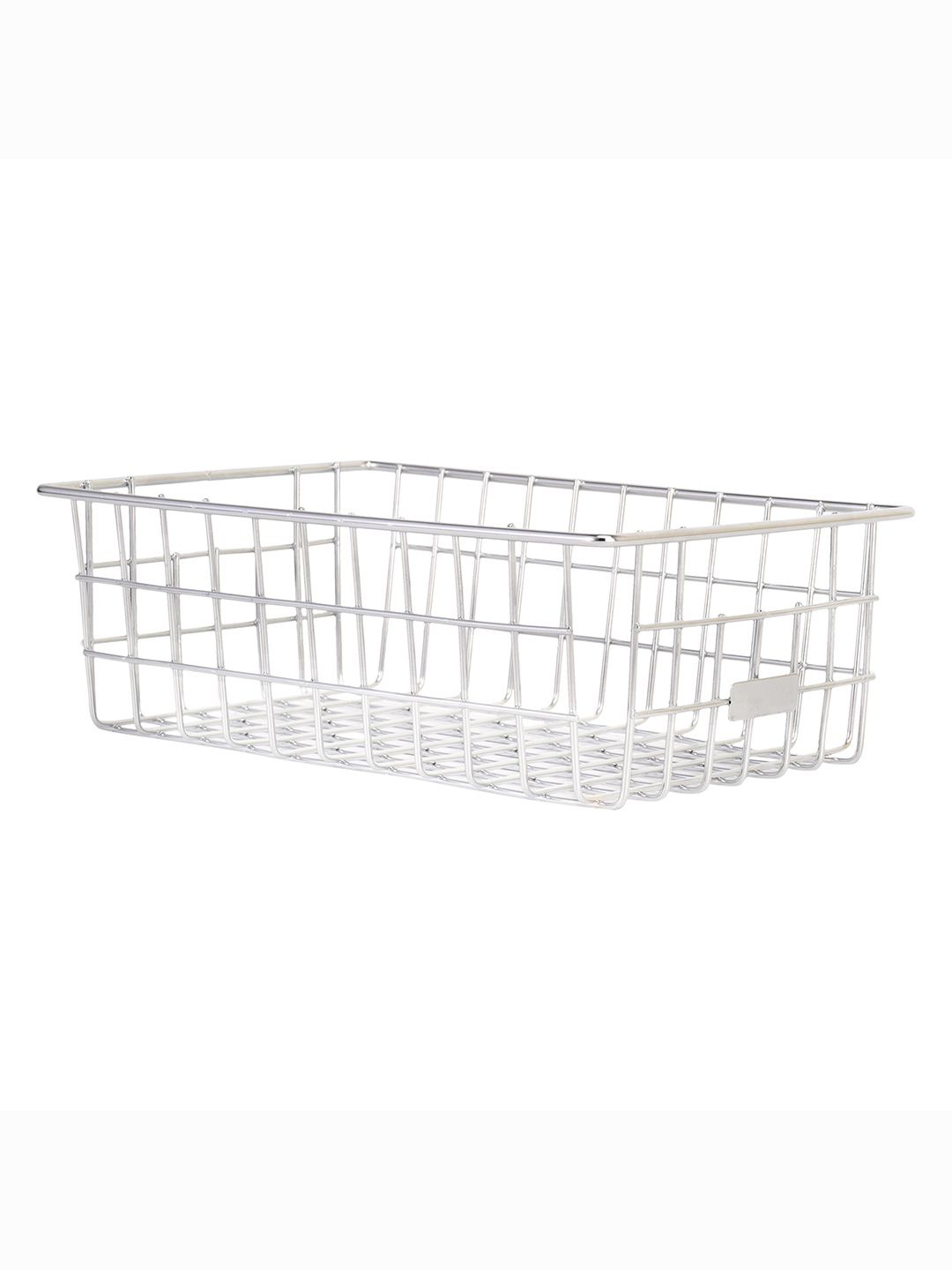 

Kuber Industries Silver Toned Stainless Steel Storage Basket With Handles