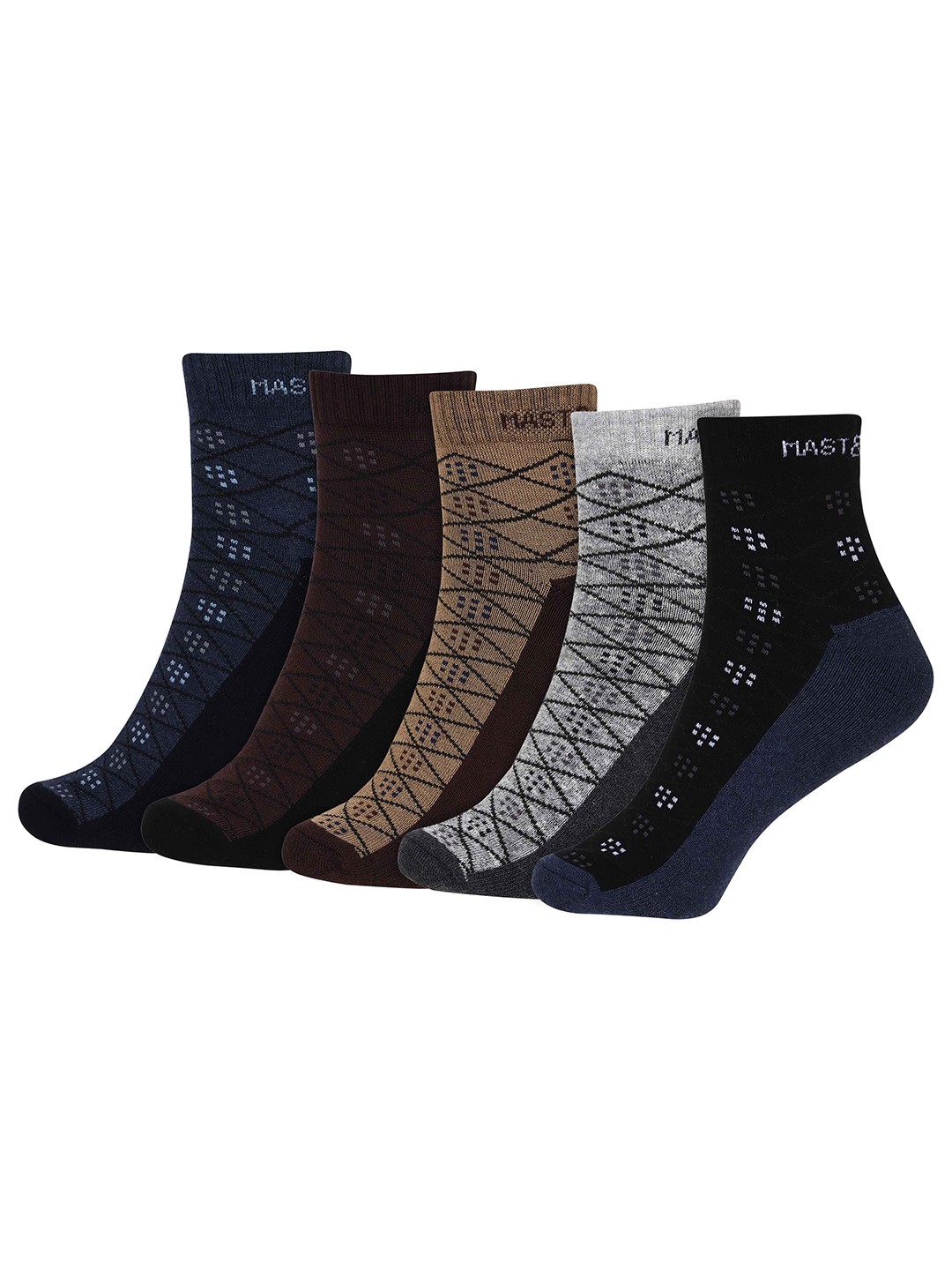 

Mast & Harbour Pack Of 5 Patterned Ankle Length Socks, Blue