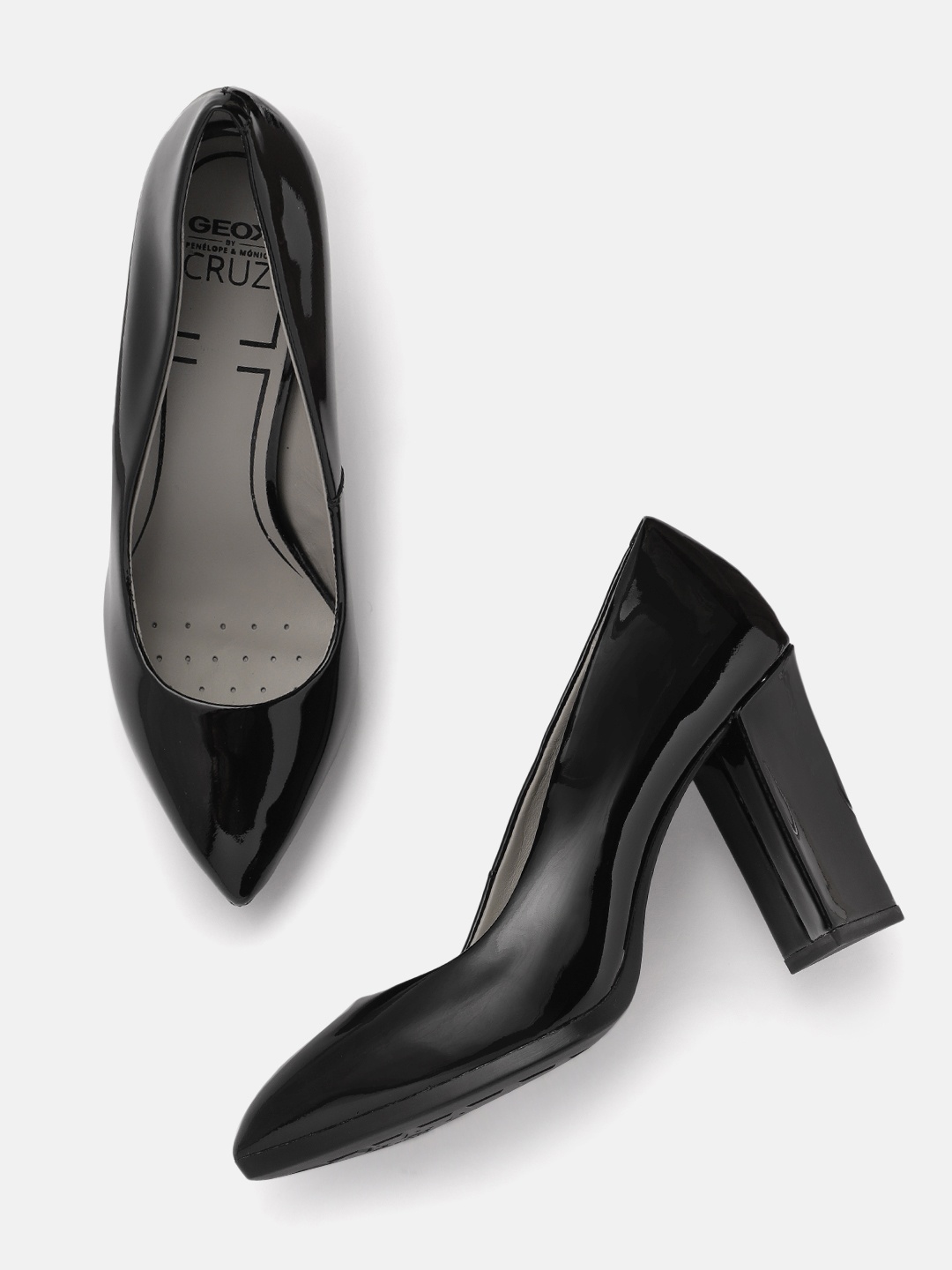 

Geox Leather Block Pumps, Black