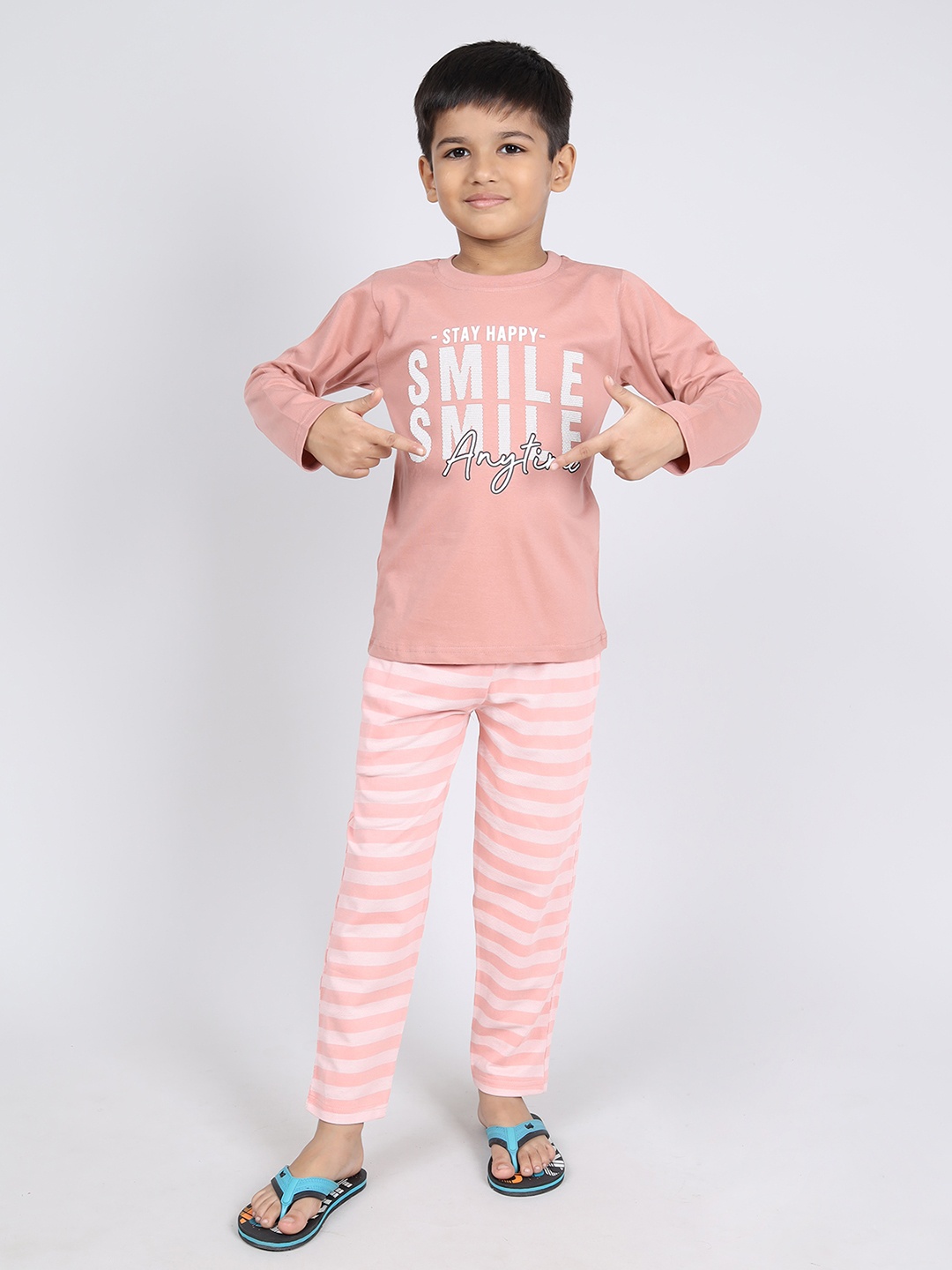 

Here&Now X Denikid Boys Printed Pure Cotton T-shirt with Pyjamas, Coral