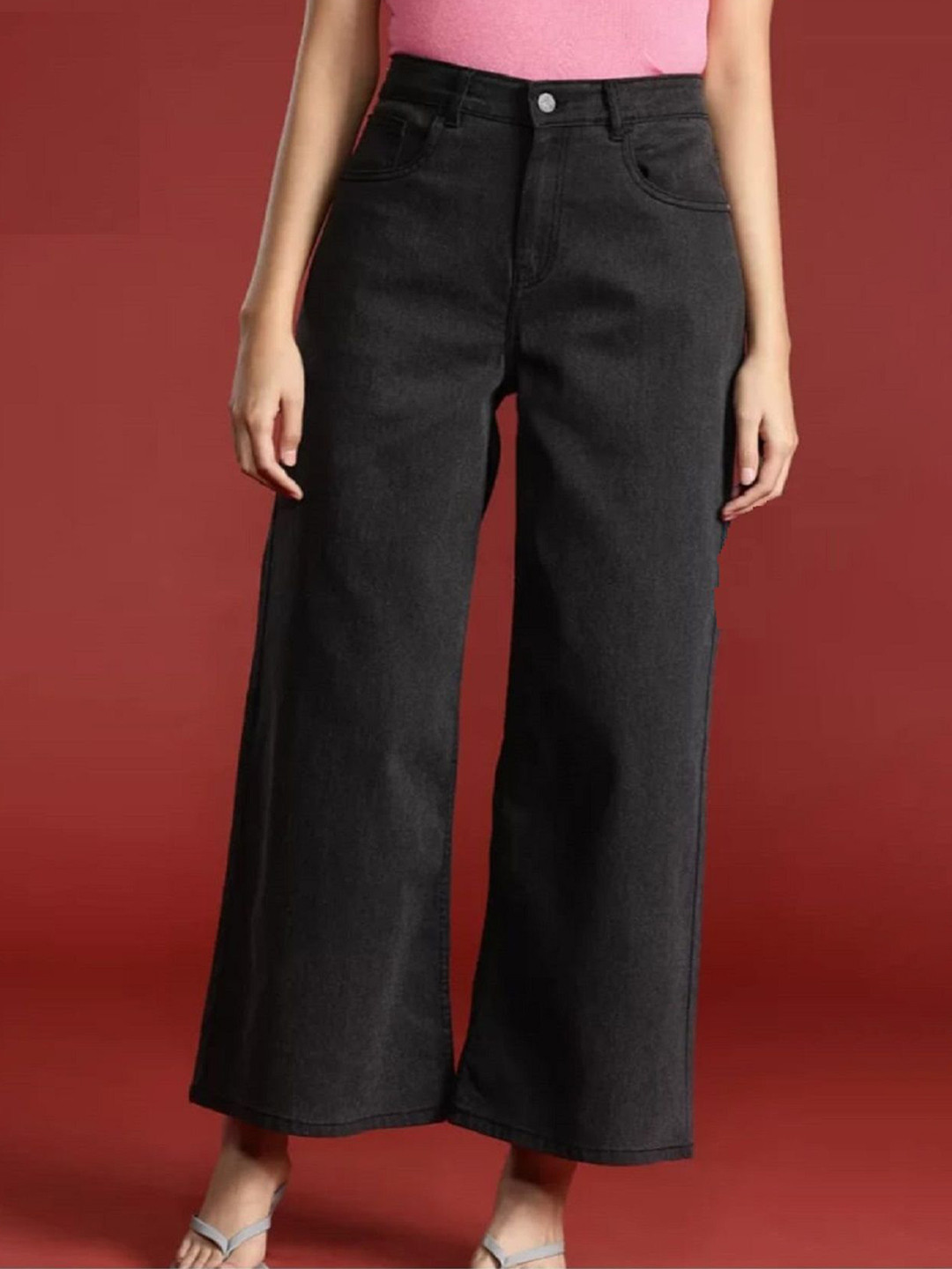 

Perfect Outlet Women Straight Fit High-Rise Stretchable Denim Jeans, Black