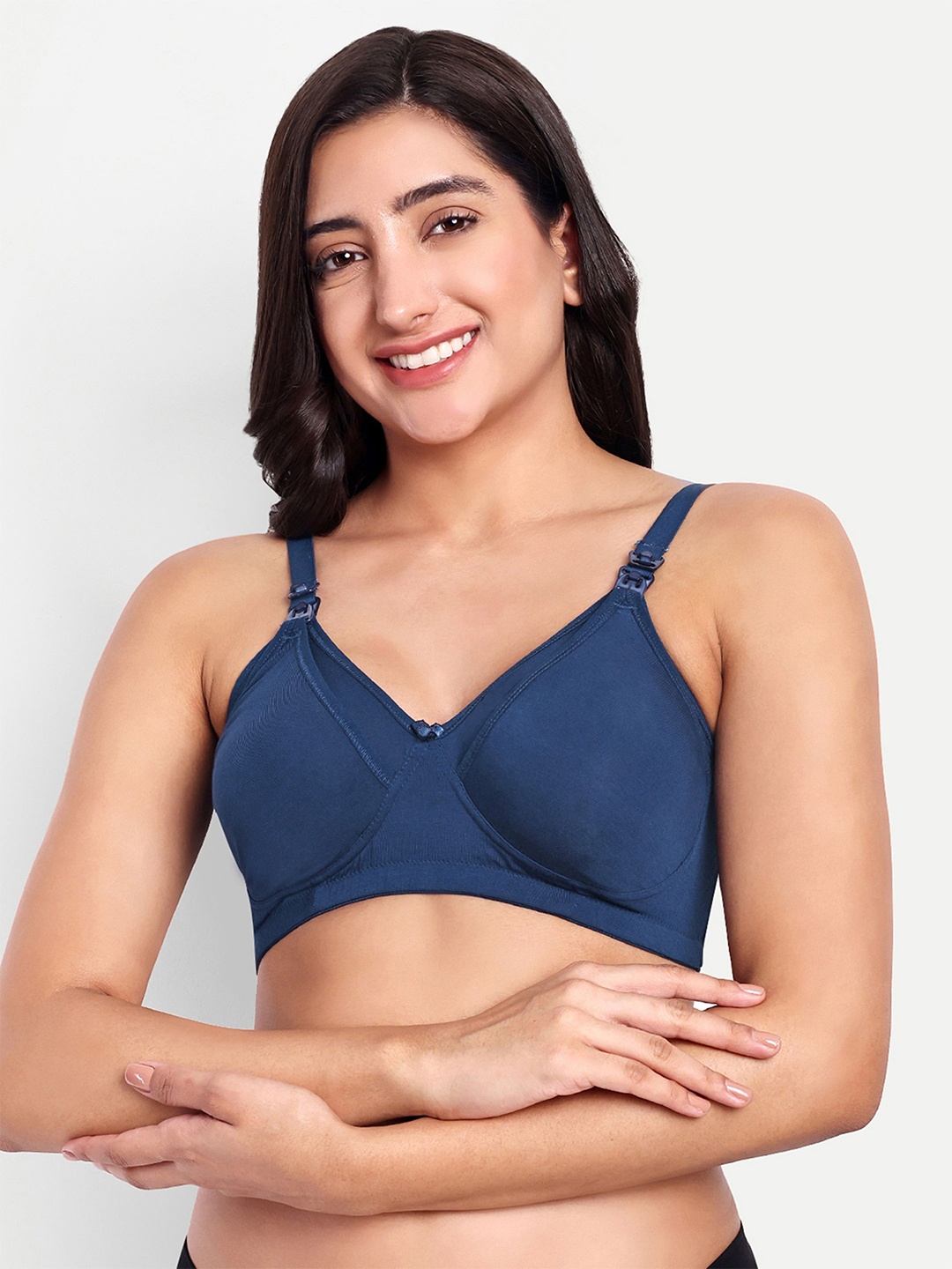 

THE MAMA KLUB Full Coverage Non Padded Bra, Turquoise blue