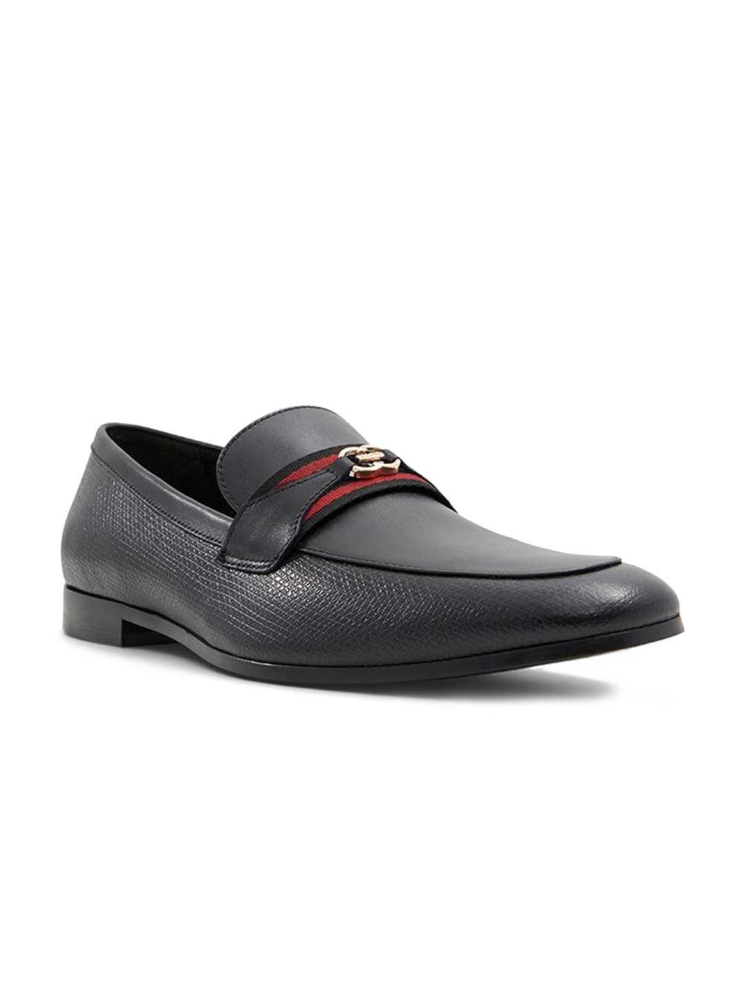 

ALDO LEOPAUL Men Textured Leather Formal Loafers, Black