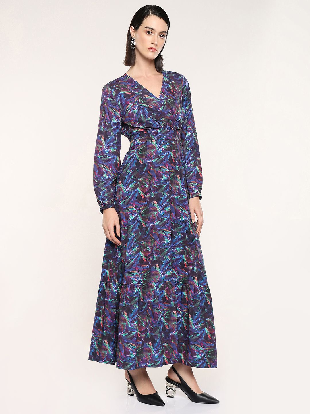 

RAREISM Floral Printed Wrap Maxi Dress, Multi