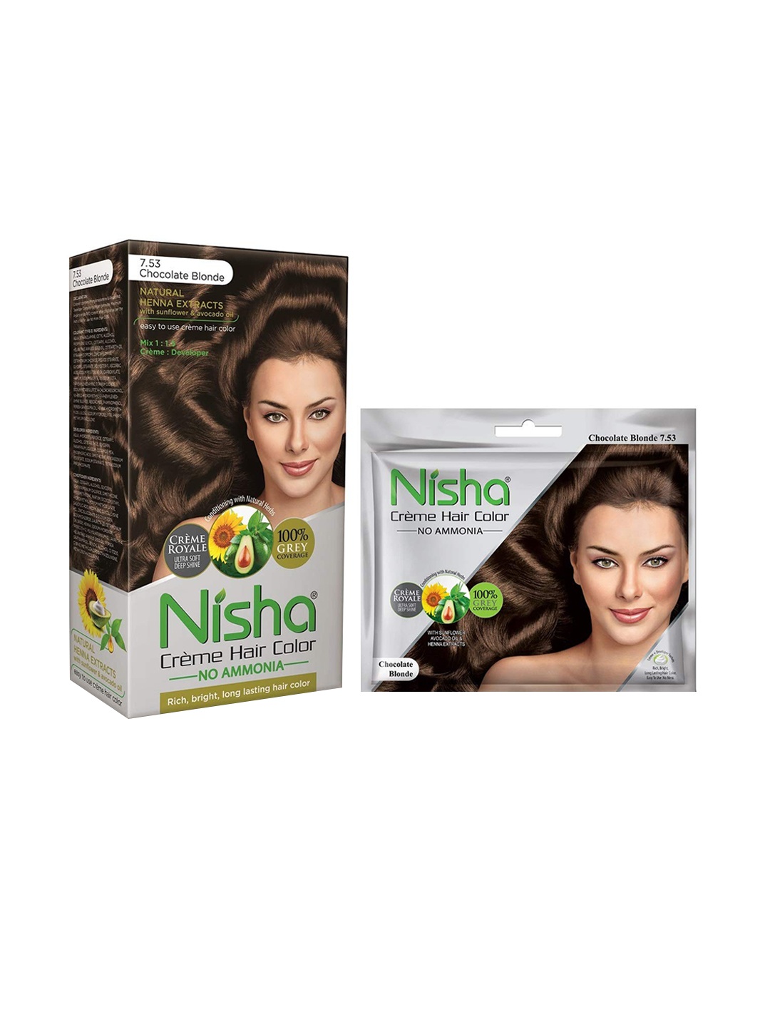 

Nisha Creme Hair Color Grey Coverage - Chocolate Blonde 160gm, Brown