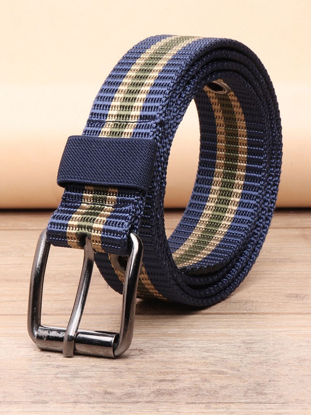 

WINSOME DEAL Men Tang Closure Textured Casual Belt, Blue
