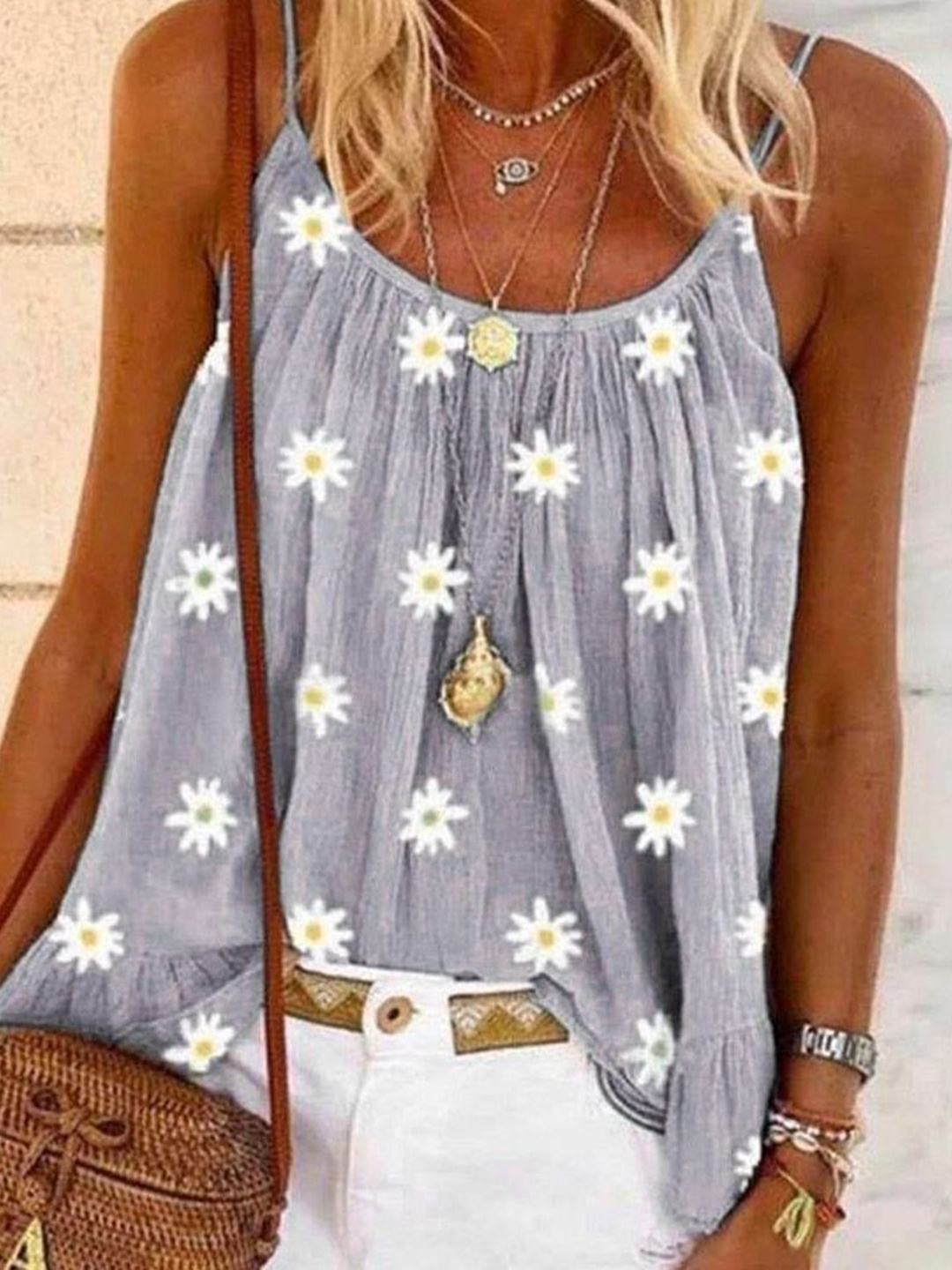 

StyleCast Women Floral Printed Round Neck Top, Grey