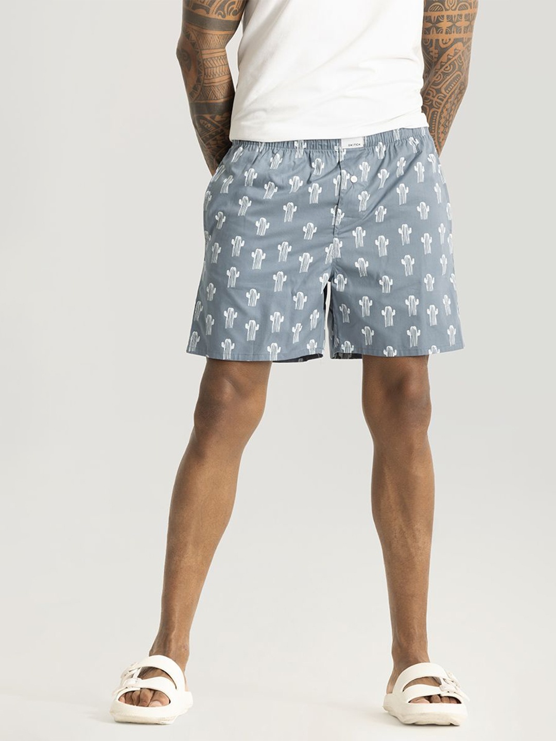 

Snitch Men Printed Pure Cotton Boxers 4MSBX9246-02-S, Grey
