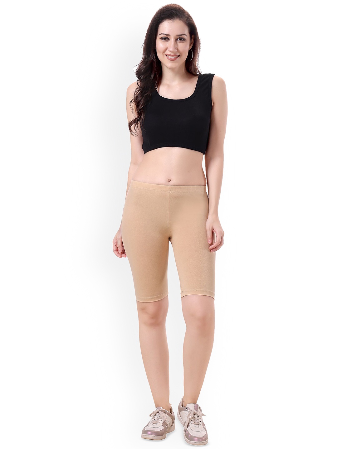 

TRASA Women Slim Fit Cycling Antimicrobial Technology Shorts, Cream