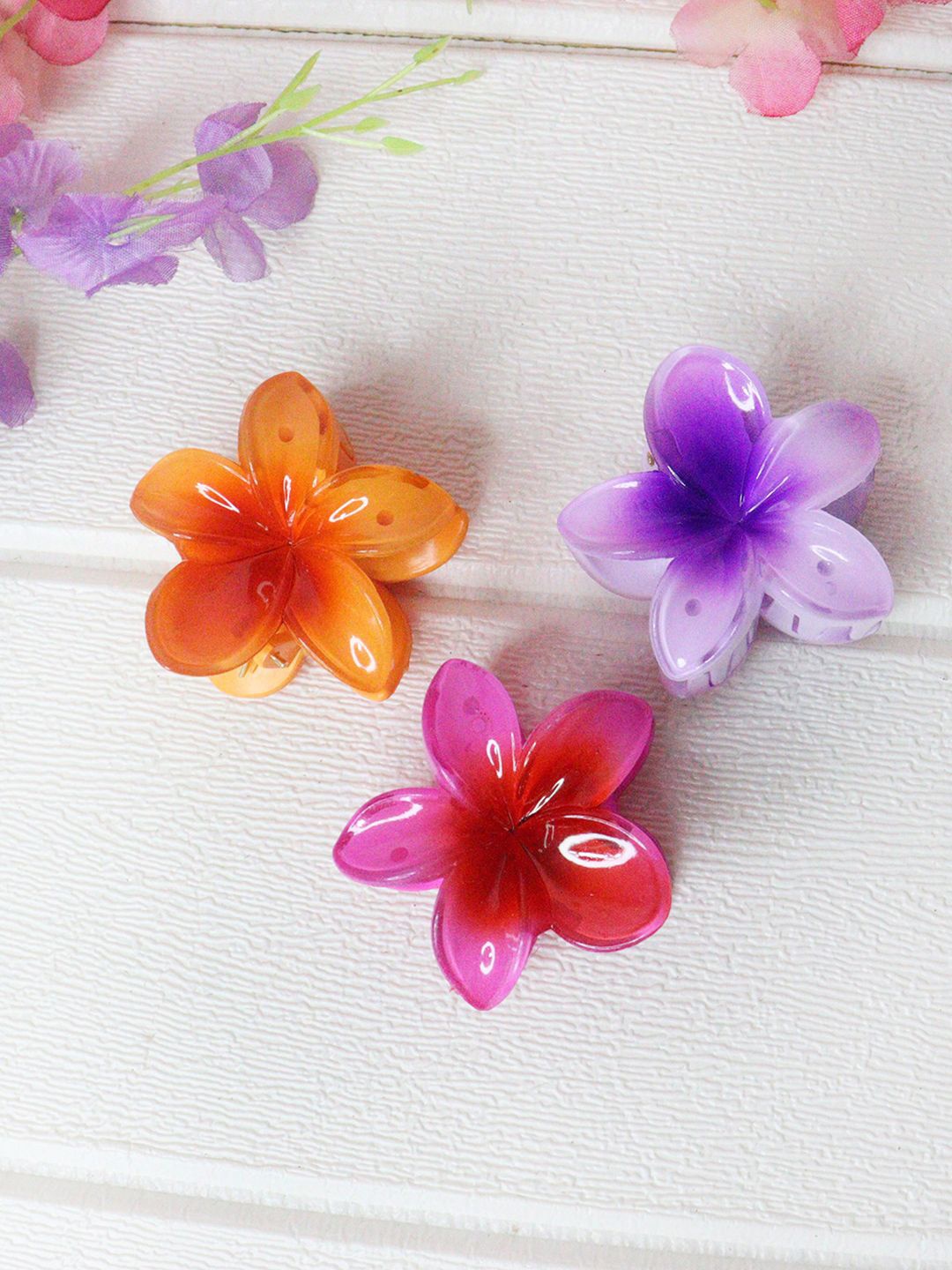 

Soho Boho Studio Set of 3 Women Flower Claw Clip, Pink