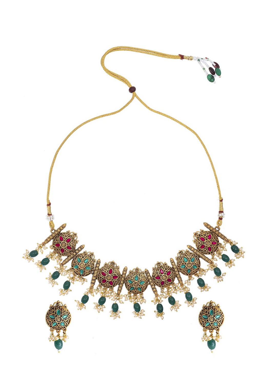 

Shining Jewel - By Shivansh Gold-Plated Cubic Zirconia Stones Studded Jewellery Set