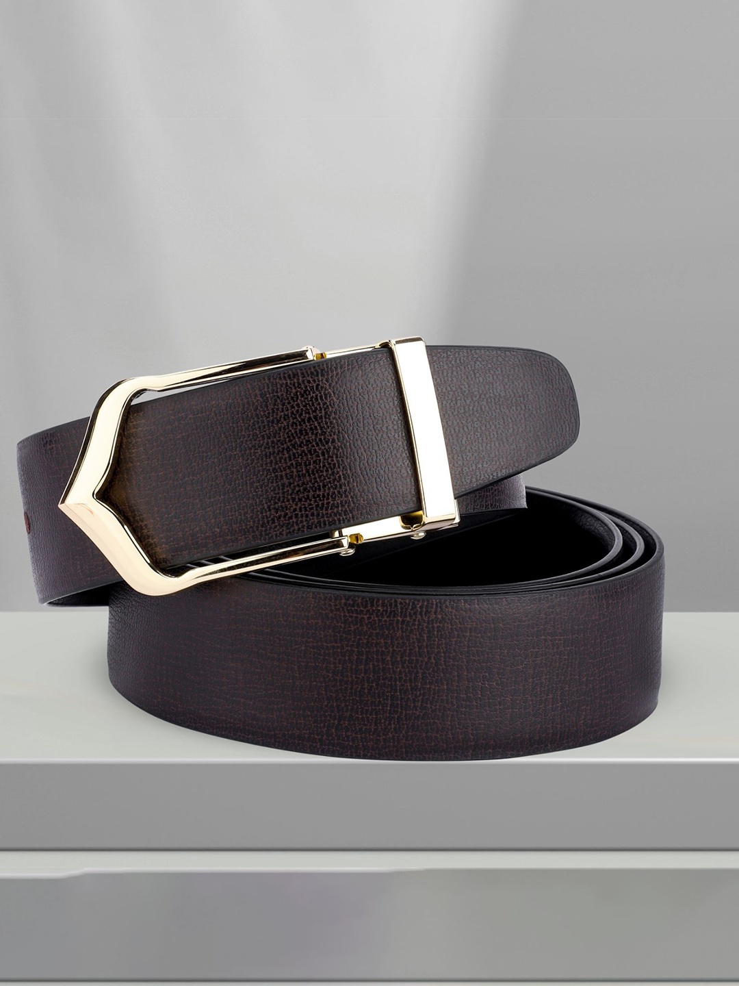 

WINSOME DEAL Men Push Pin Textured Formal Belt, Brown