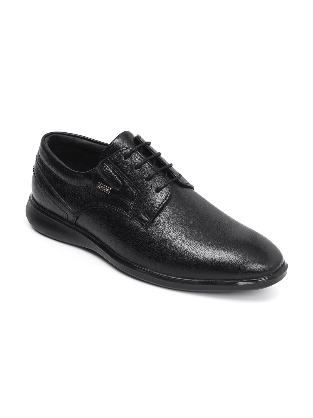 

Zoom Shoes Men Leather Round Toe Lace-Ups Formal Derbys, Black