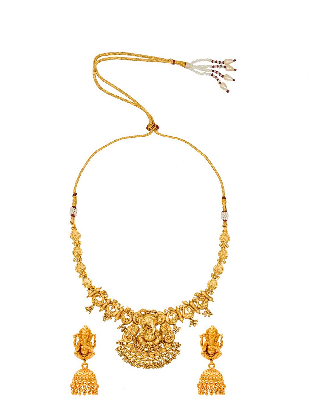 

Shining Jewel - By Shivansh Gold-Plated Beaded Temple Jewellery Set