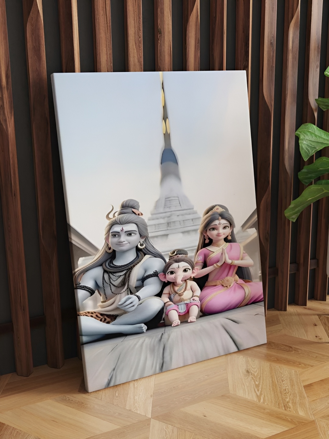 

CLAWCRAFTS Grey and Pink Wooden Religious Wall Painting