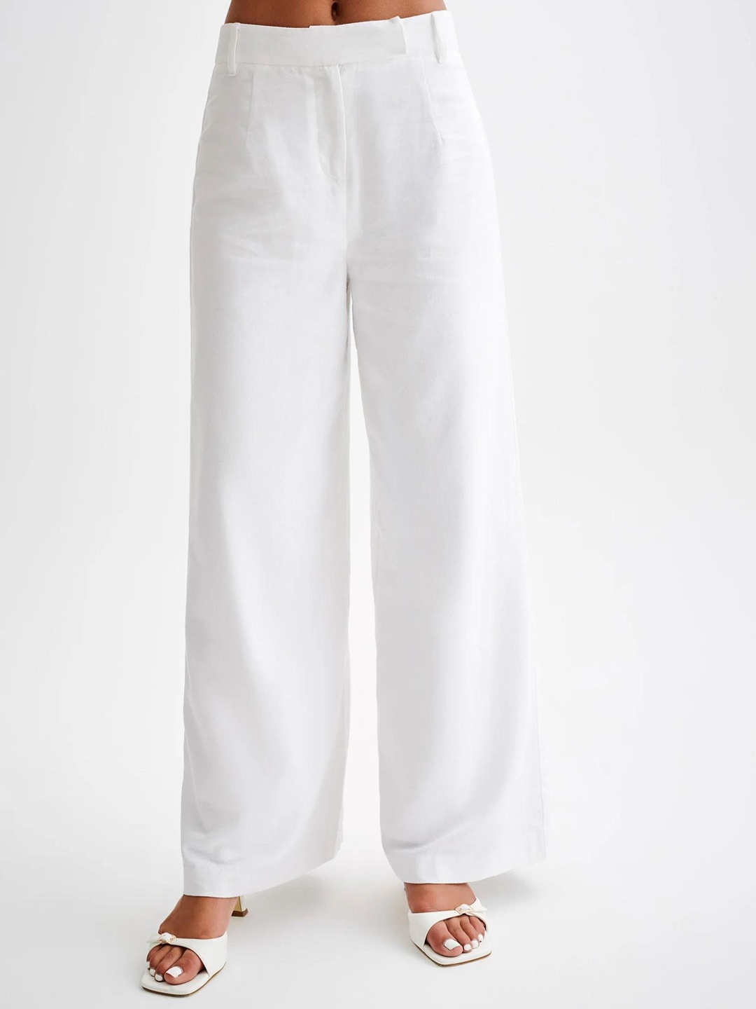 

Bee Boe Women Straight Fit High-Rise Trousers, White