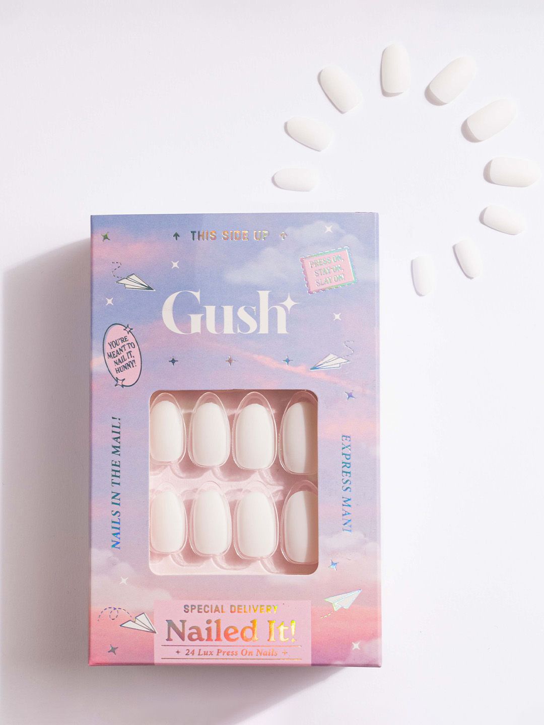 

Gush Beauty Nailed It 24Pcs Medium Almond Press On Nails - Milky White