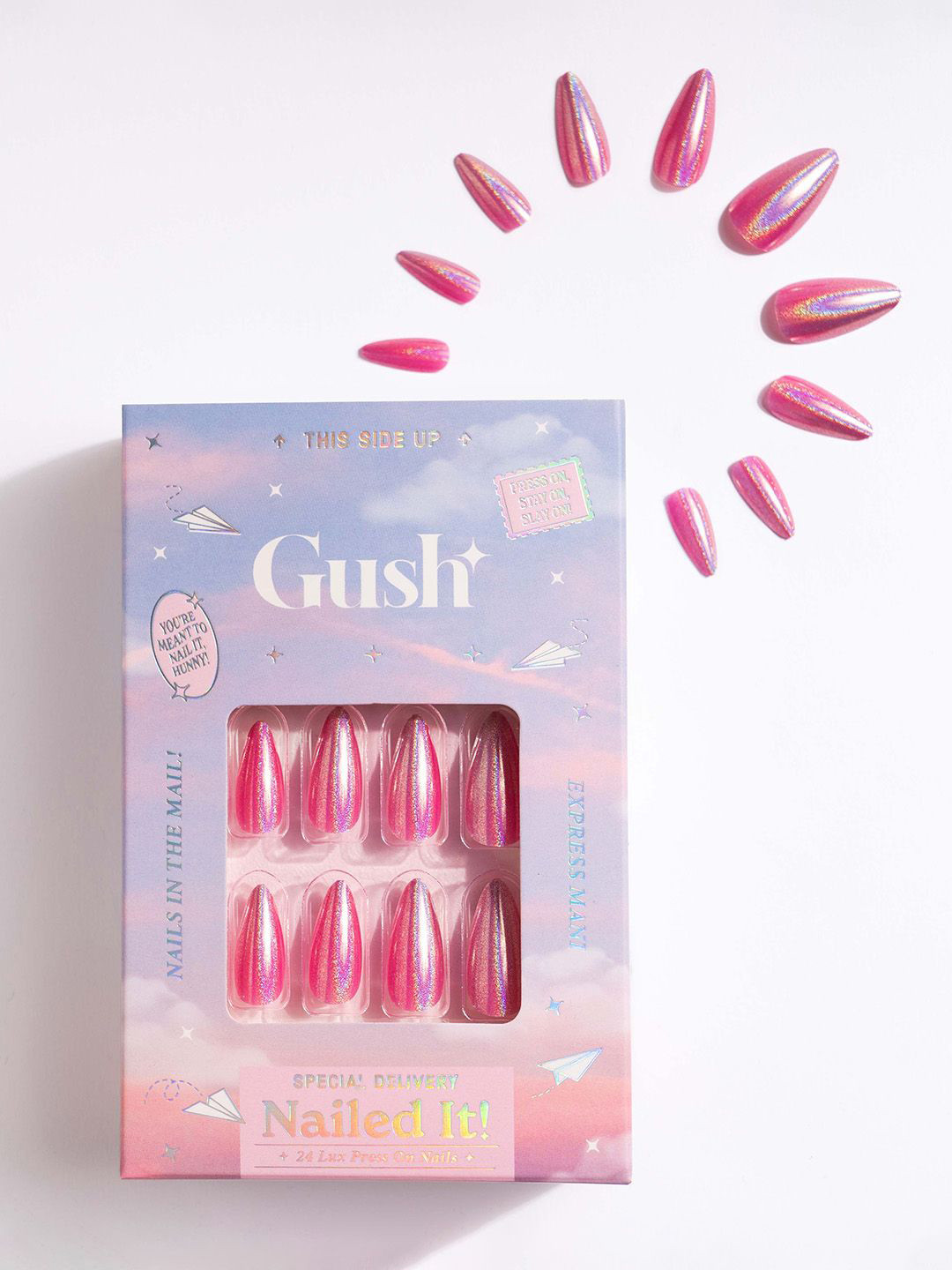

Gush Beauty 24-Pcs Nailed It Press On Nails - Barbie Pink Chrome