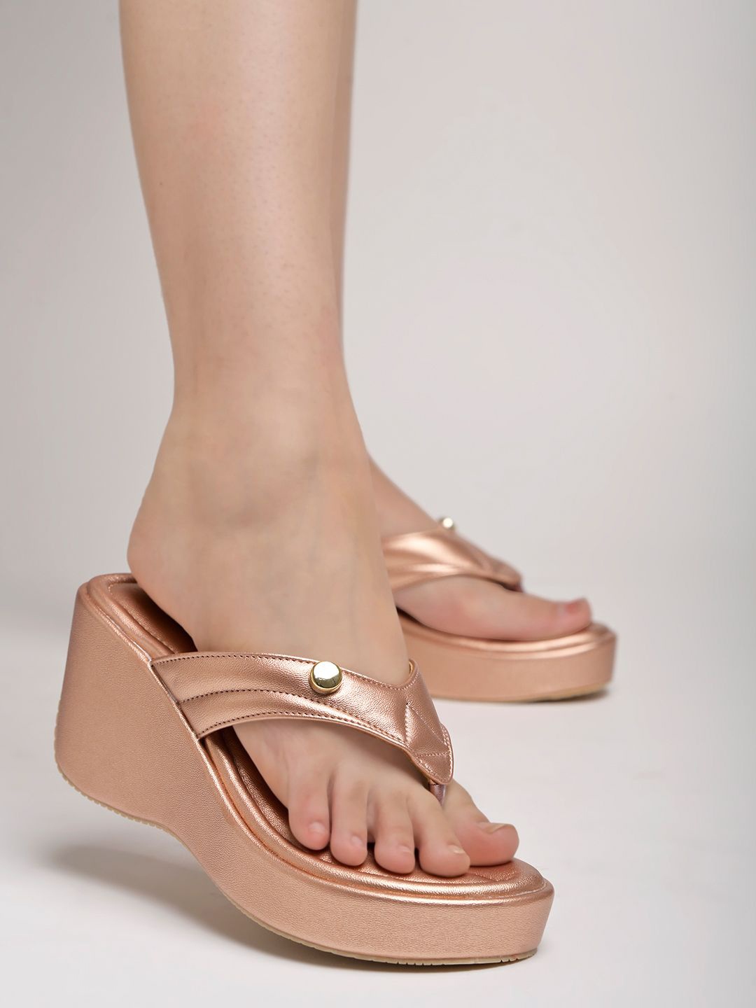 

Shoetopia Wedge Heel Sandals, Rose gold